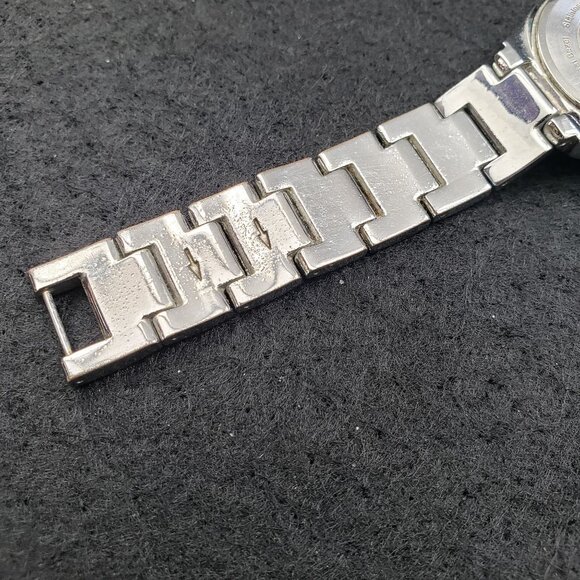 Armitron Womens Silver-Tone Watch Gold Crystal Accents Mother Pearl Dial Working - Picture 11 of 13